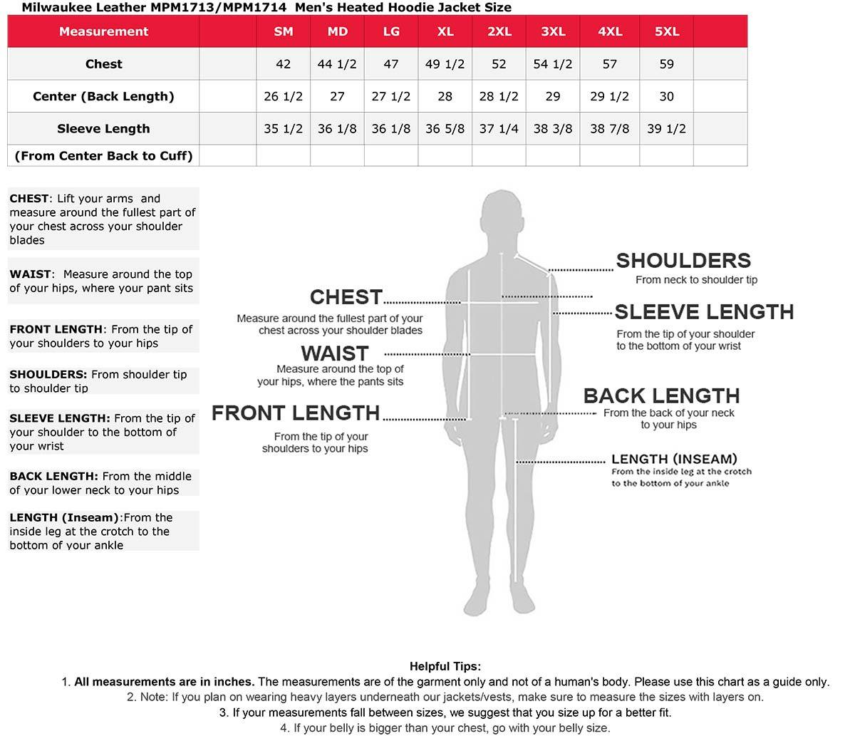 Milwaukee Leather MPM1713SET Men's Grey 'Heated' Zipper Front Hoodie (Battery Pack Included)