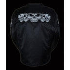 Milwaukee Leather MPM1730 Men's Black Textile Jacket with Reflective Skulls and Gun Pocket with Gun Pockets - Milwaukee Leather Mens Textile Jackets