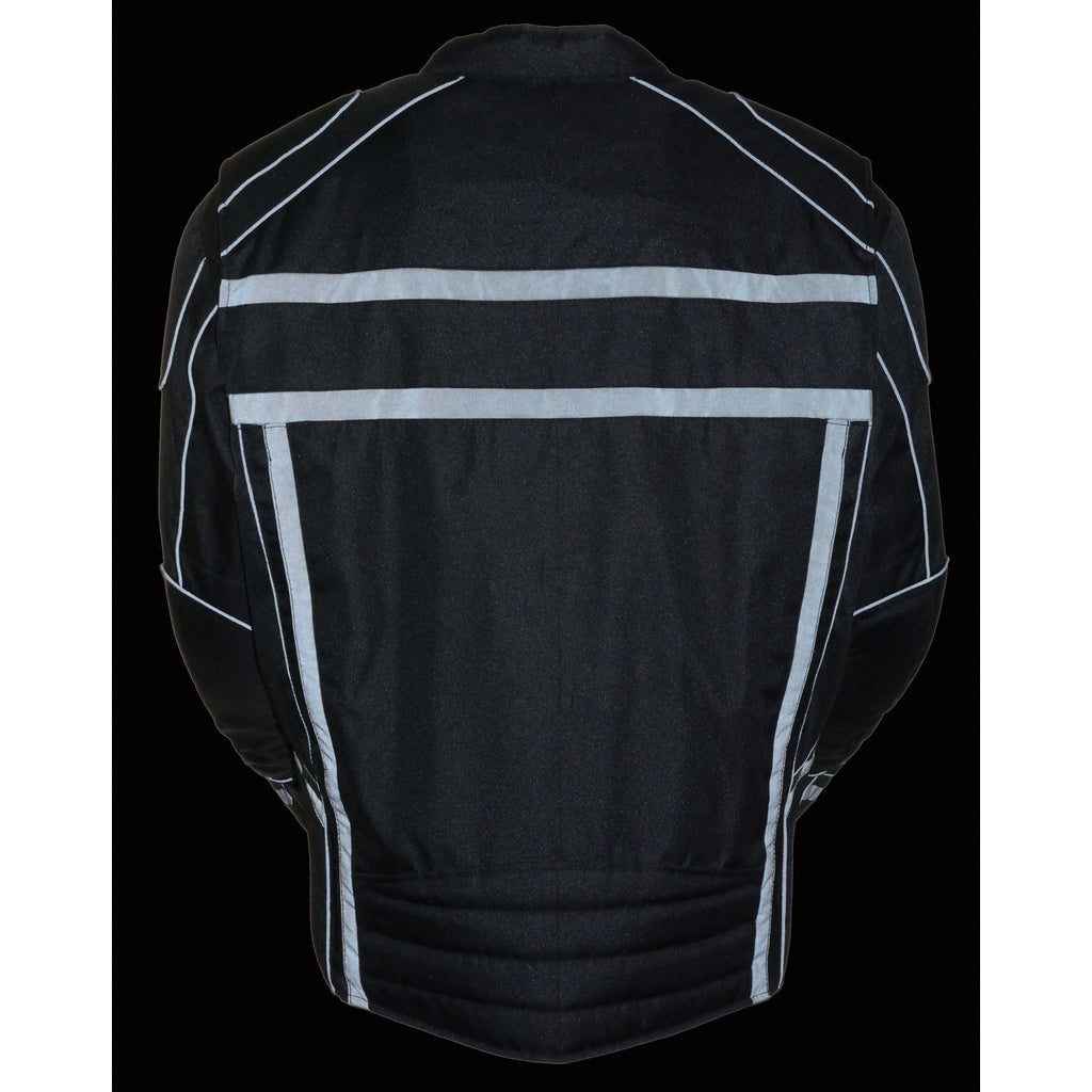 Milwaukee Leather MPM1740 Men's Black Vented Textile Jacket with Reflective Stripes and Gun Pocket - Milwaukee Leather Mens Textile Jackets