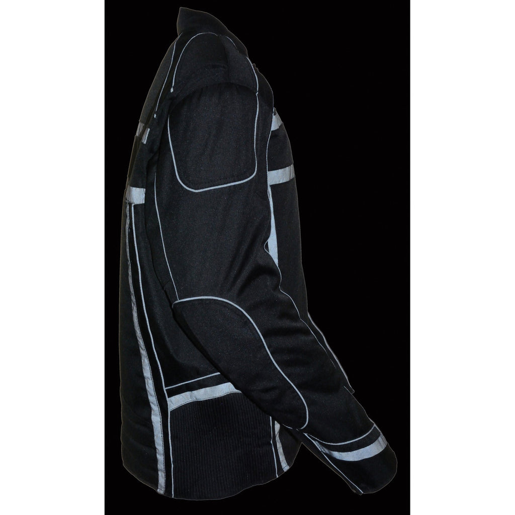 Milwaukee Leather MPM1740 Men's Black Vented Textile Jacket with Reflective Stripes and Gun Pocket - Milwaukee Leather Mens Textile Jackets