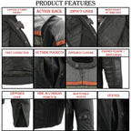 Milwaukee Leather MPM1751 Men's 'Burnt Orange' Leather and Textile Armored Jacket