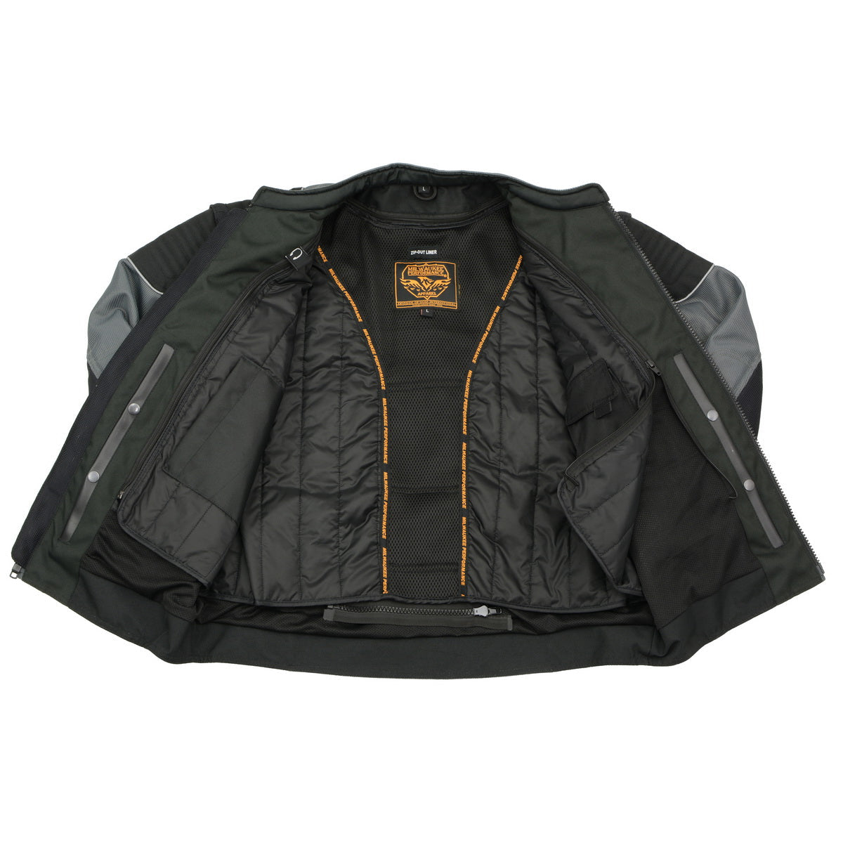 Milwaukee Leather MPM1752 Men's Black/Grey Textile and Mesh Armored Motorcycle Biker Racing Jacket