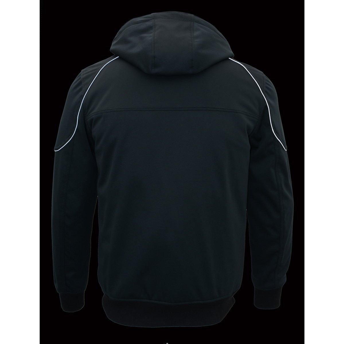 Milwaukee Leather MPM1761SET Men's Black 'Heated' Soft Shell Racing Style Jacket with Hoodie (Battery Pack Included)