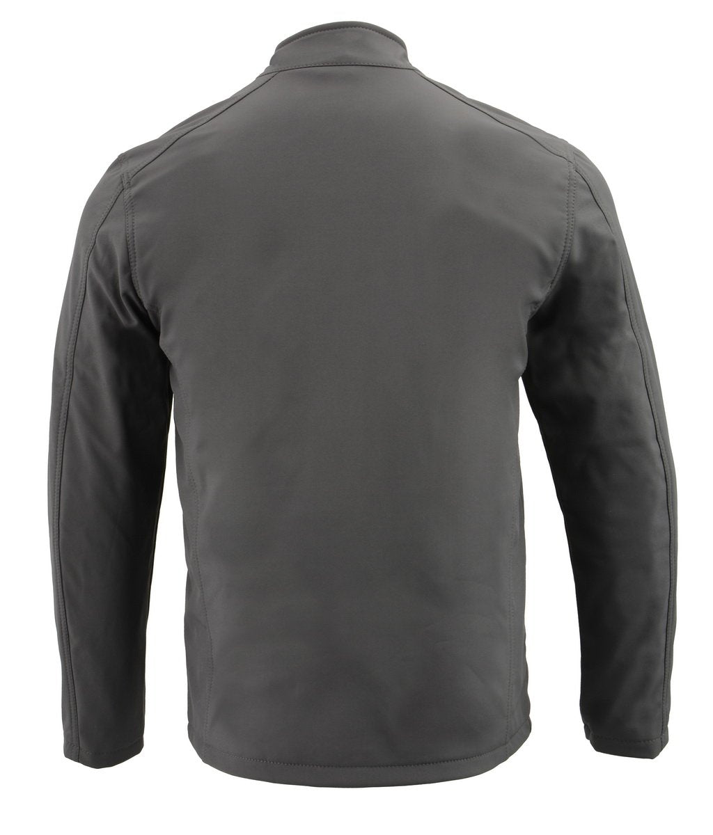 Milwaukee Leather MPM1762SET Men's Grey 'Heated' Collarless Soft Shell Jacket (Battery Pack Included)
