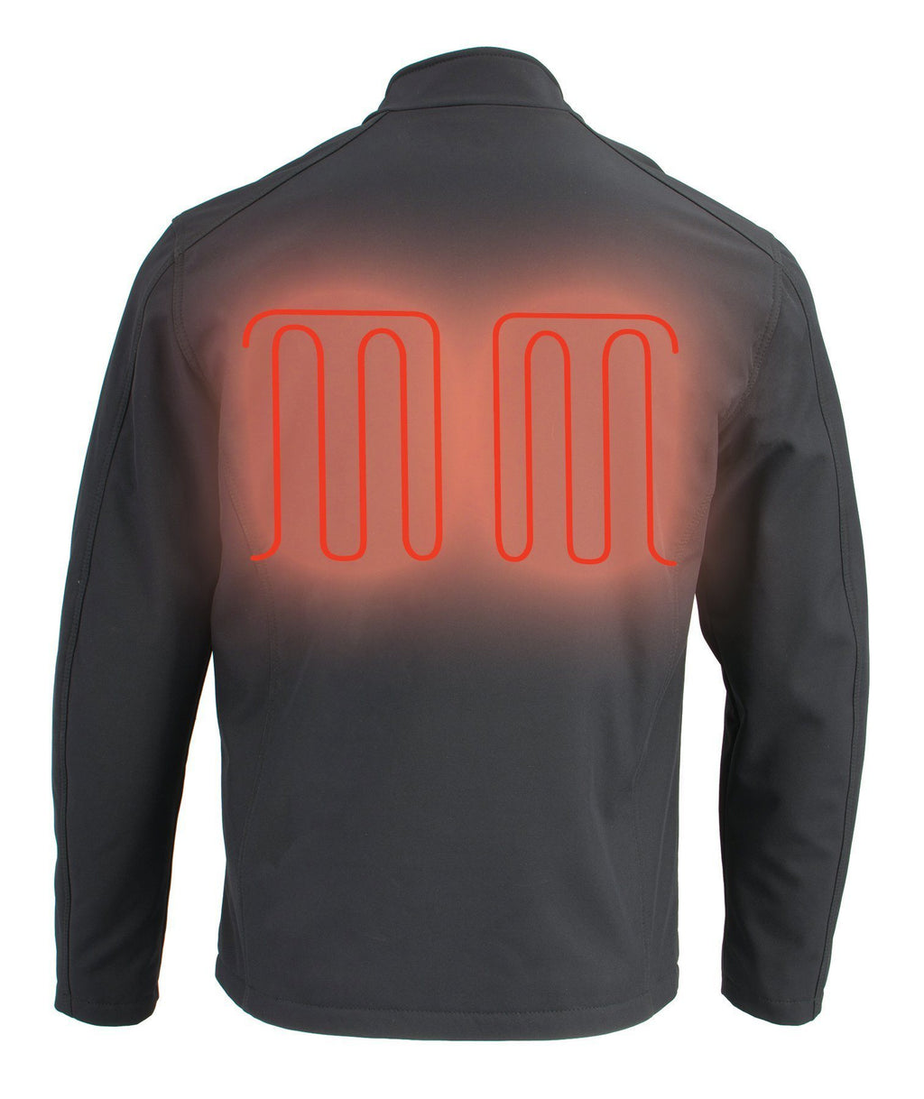 Milwaukee Leather MPM1762SET Men's Black 'Heated' Collarless Soft Shell Jacket (Battery Pack Included)