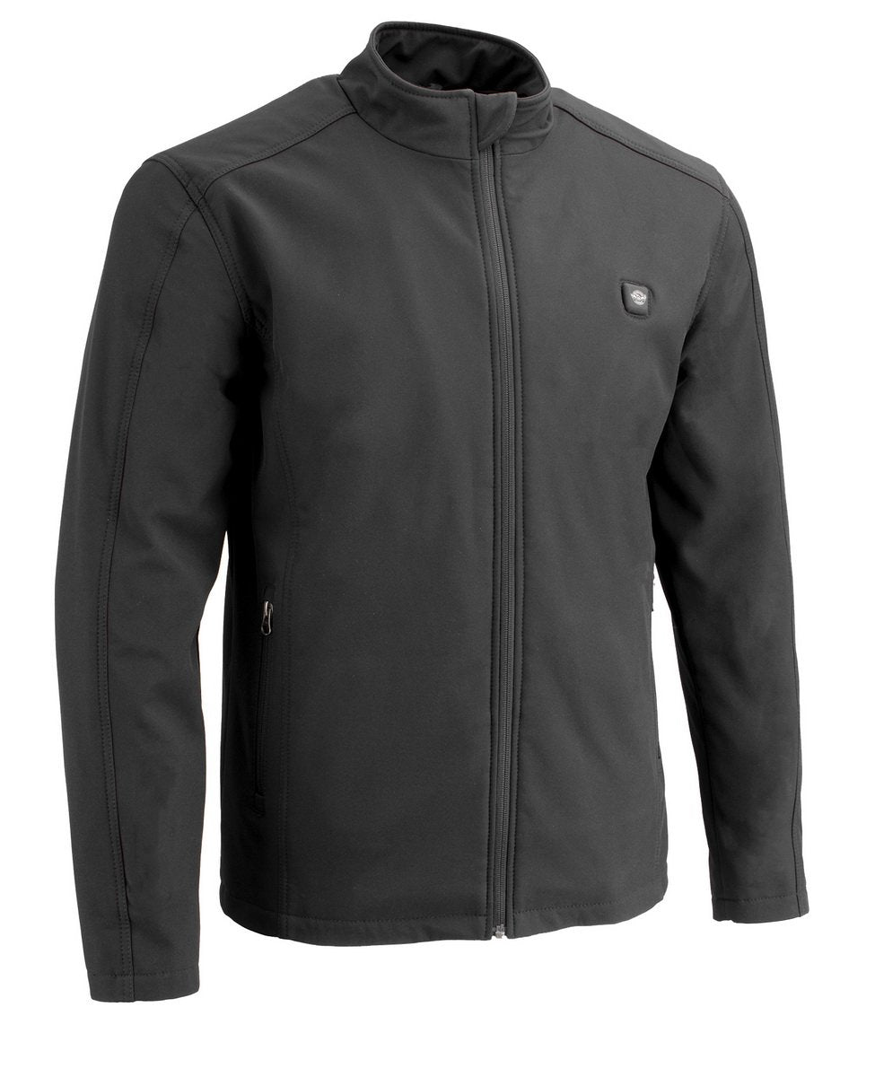 Milwaukee Leather MPM1762SET Men's Black 'Heated' Collarless Soft Shell Jacket (Battery Pack Included)