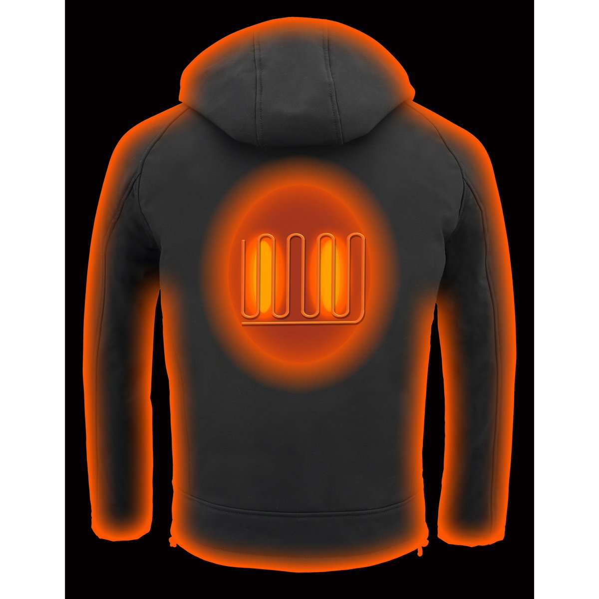 Milwaukee Leather MPM1767SET Men's Black 'Heated' Soft Shell Hooded Zipper Front Jacket (Battery Pack Included)