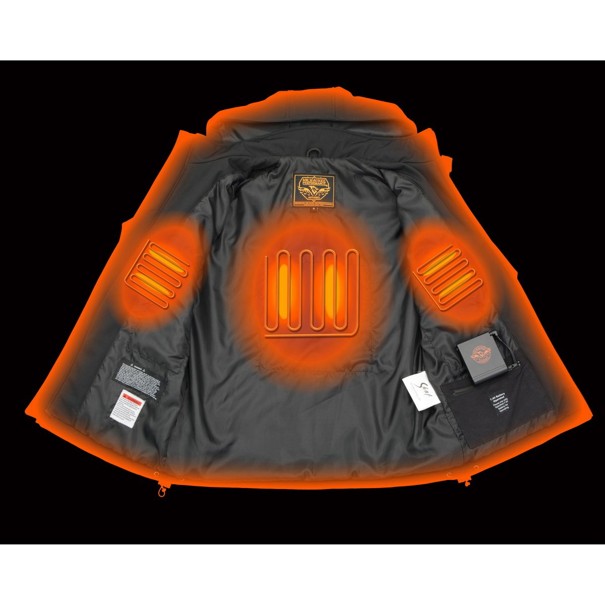 Milwaukee Leather MPM1767SET Men's Black 'Heated' Soft Shell Hooded Zipper Front Jacket (Battery Pack Included)