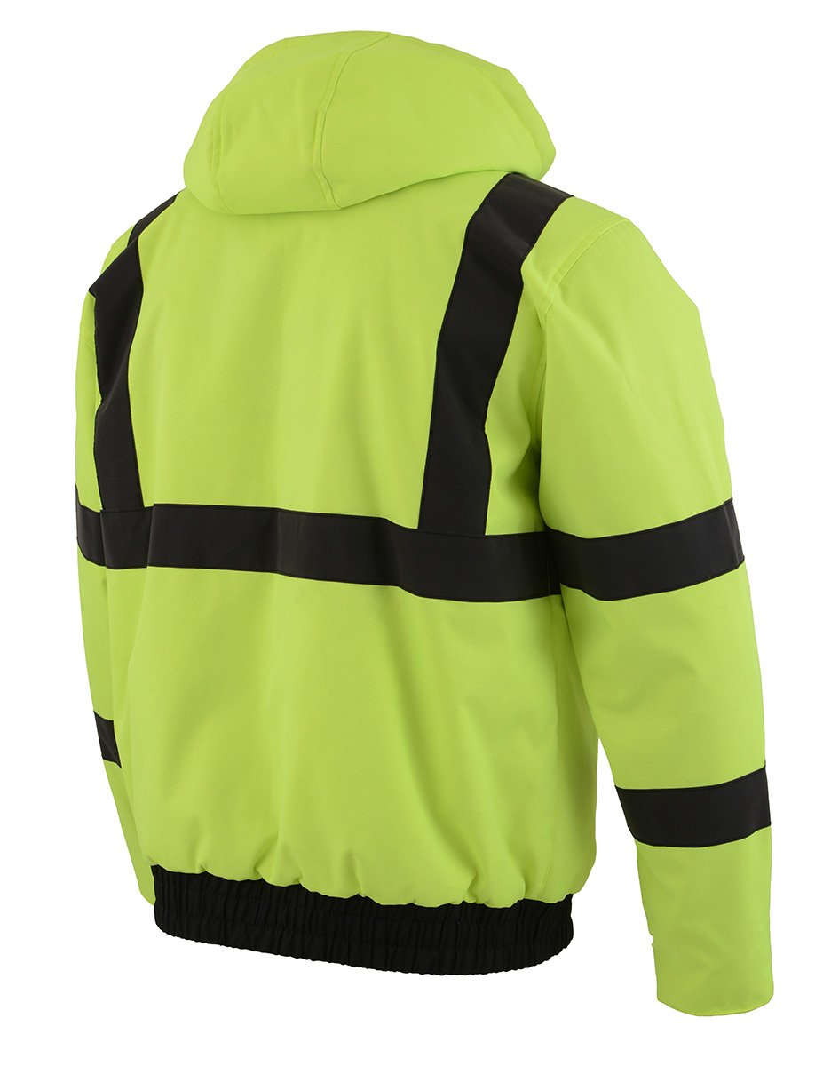 Milwaukee Leather MPM1773SET Men's High Viz Neon Green Textile Jacket with Heating Elements (Included Battery Pack)