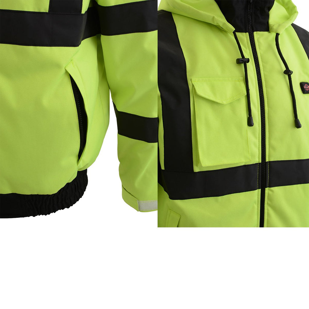 Milwaukee Leather MPM1773SET Men's High Viz Neon Green Textile Jacket with Heating Elements (Included Battery Pack)