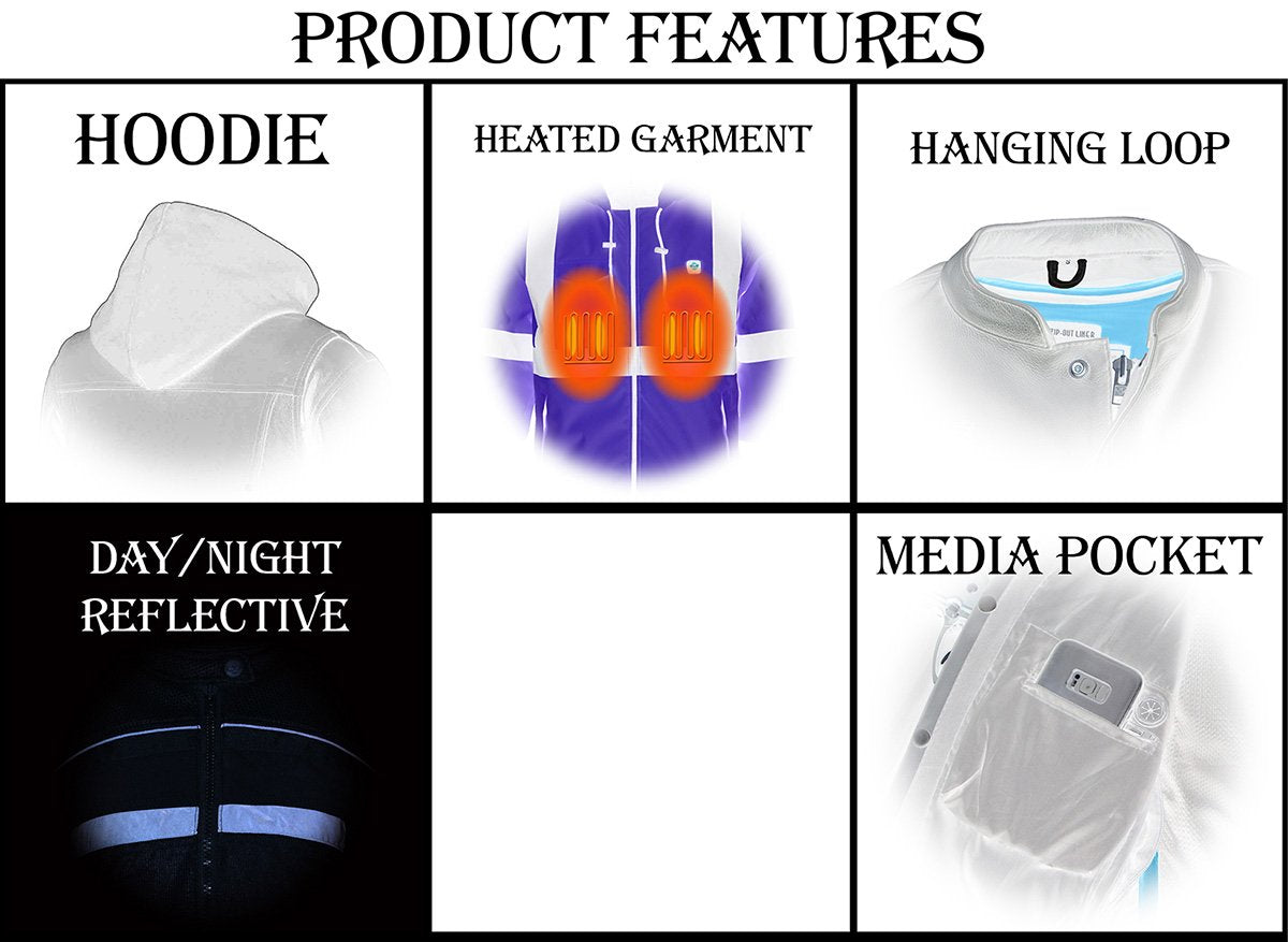 Milwaukee Leather MPM1773SET Men's High Viz Neon Green Textile Jacket with Heating Elements (Included Battery Pack)