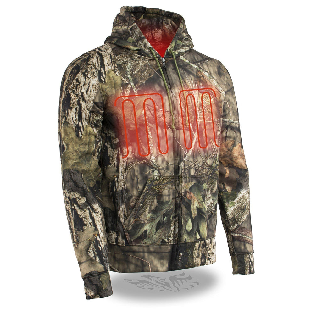 Milwaukee Leather MPM1776SET Men's Mossy Oak Camo 'Heated' Zipper Hoodie (Battery Pack Included) - Milwaukee Leather Mens Heated Hoodies
