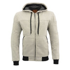 Milwaukee Leather MPM1788 Men's Silver CE Approved Armored Riding Hoodie Sweater w/ Aramid by DuPont Fibers