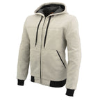 Milwaukee Leather MPM1788 Men's Silver CE Approved Armored Riding Hoodie Sweater w/ Aramid by DuPont Fibers