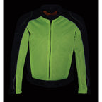 Milwaukee Leather MPM1790 Men's Black and Neon Green Hi Vis Mesh Racer Jacket with Dual Gun Pockets - Milwaukee Leather Mens Textile Jackets