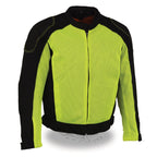 Milwaukee Leather MPM1790 Men's Black and Neon Green Hi Vis Mesh Racer Jacket with Dual Gun Pockets - Milwaukee Leather Mens Textile Jackets