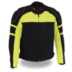 Milwaukee Leather MPM1791 Men's Black and Neon Green Armored Textile Jacket with Removable Rain Jacket Liner - Milwaukee Leather Mens Textile Jackets
