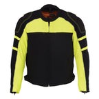 Milwaukee Leather MPM1791 Men's Black and Neon Green Armored Textile Jacket with Removable Rain Jacket Liner - Milwaukee Leather Mens Textile Jackets