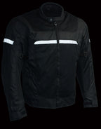 Milwaukee Leather MPM1794 Men's Black Armored Mesh Racer Jacket with Reflective Piping - Milwaukee Leather Mens Textile Jackets