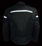 Milwaukee Leather MPM1794 Men's Black Armored Mesh Racer Jacket with Reflective Piping - Milwaukee Leather Mens Textile Jackets
