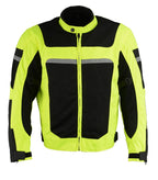 Milwaukee Leather MPM1794 Men's High Vis Black and Green Armored Mesh Racer Jacket - Milwaukee Leather Mens Textile Jackets