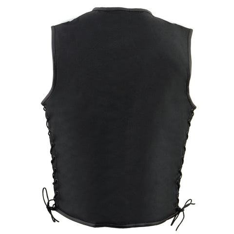 Milwaukee Leather MPM3739 Men's Black 'Side Laced' Textile Zipper Front Motorcycle Vest