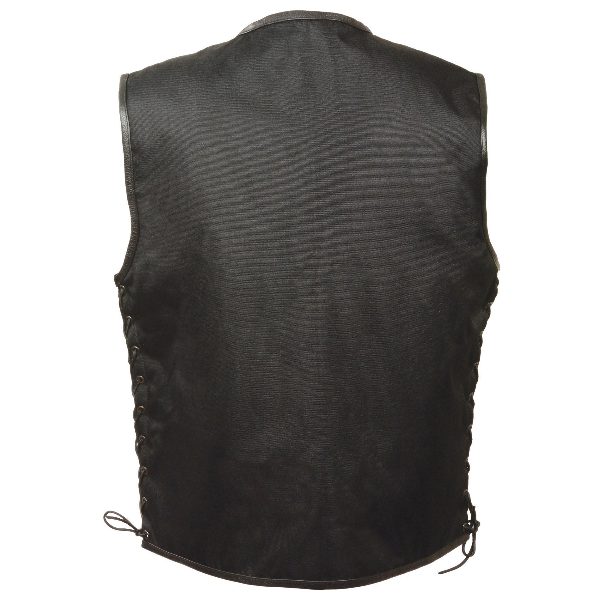 Milwaukee Performance MPM3739 Men's 'Side Lace' Black Textile Zipper Front Vest - Milwaukee Performance Mens Textile Vests