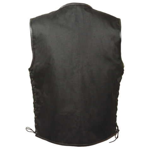 Milwaukee Performance MPM3739 Men's 'Side Lace' Black Textile Zipper Front Vest - Milwaukee Performance Mens Textile Vests