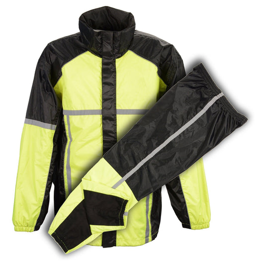 Milwaukee Performance MPM9510 Men's Black and Neon Green Water Resistant Rain Suit with Hi Vis Reflective Tape - Milwaukee Performance Men's Rainsuits