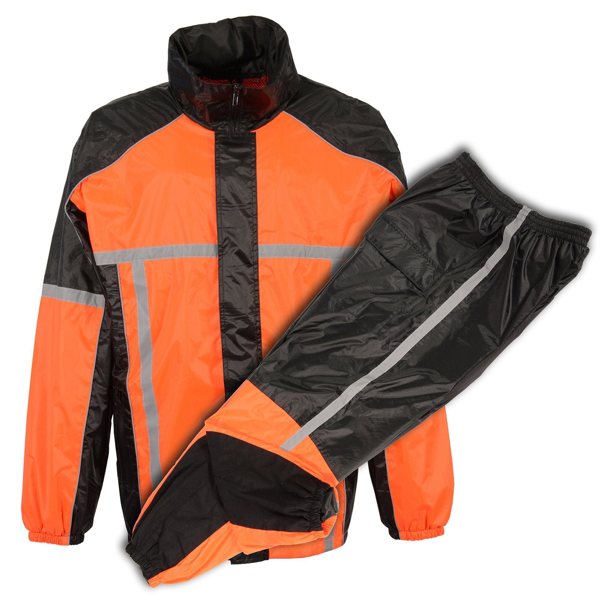 Milwaukee Performance MPM9510 Men's Black and Orange Water Resistant Rain Suit with Hi Vis Reflective Tape - Milwaukee Performance Men's Rainsuits