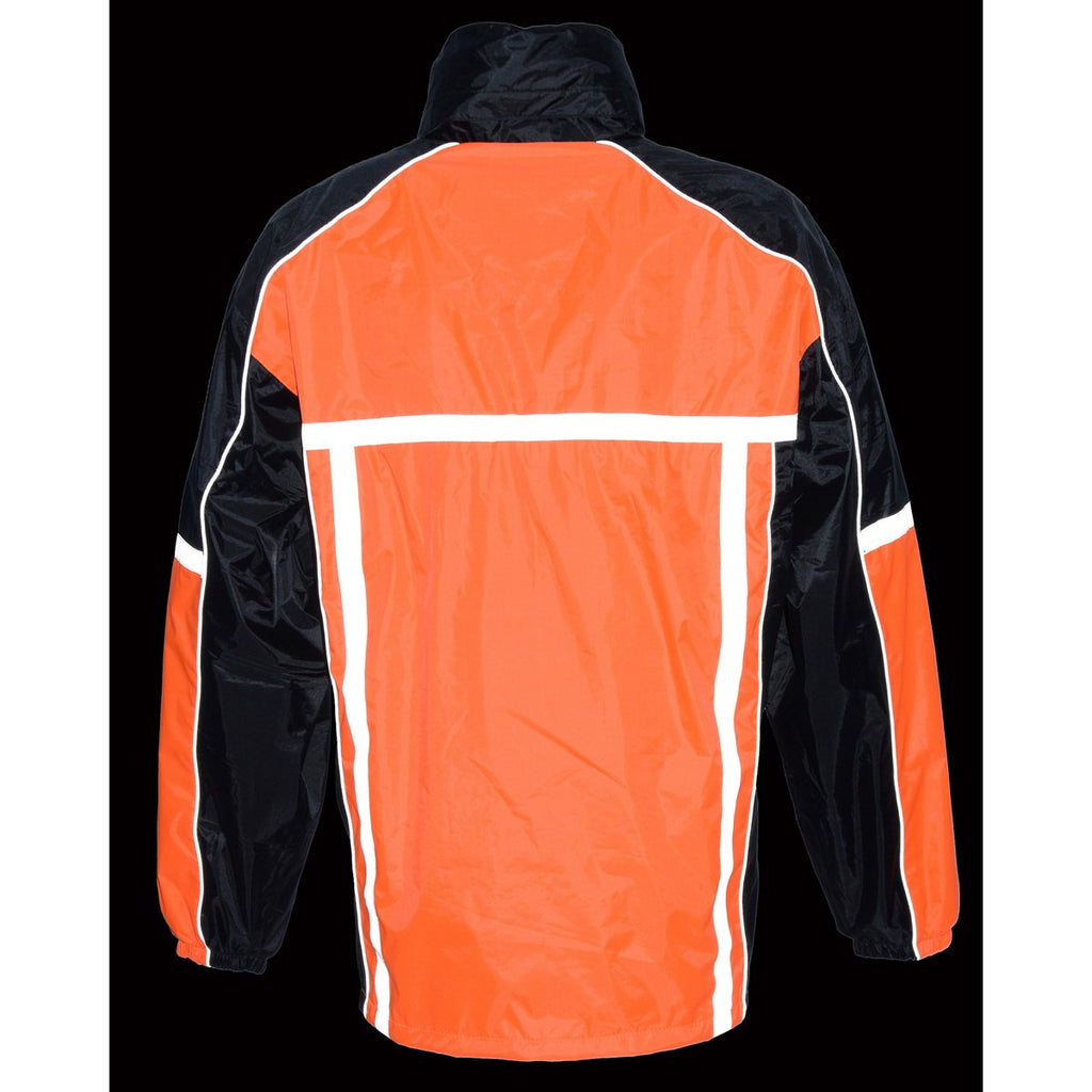 Milwaukee Performance MPM9510 Men's Black and Orange Water Resistant Rain Suit with Hi Vis Reflective Tape - Milwaukee Performance Men's Rainsuits