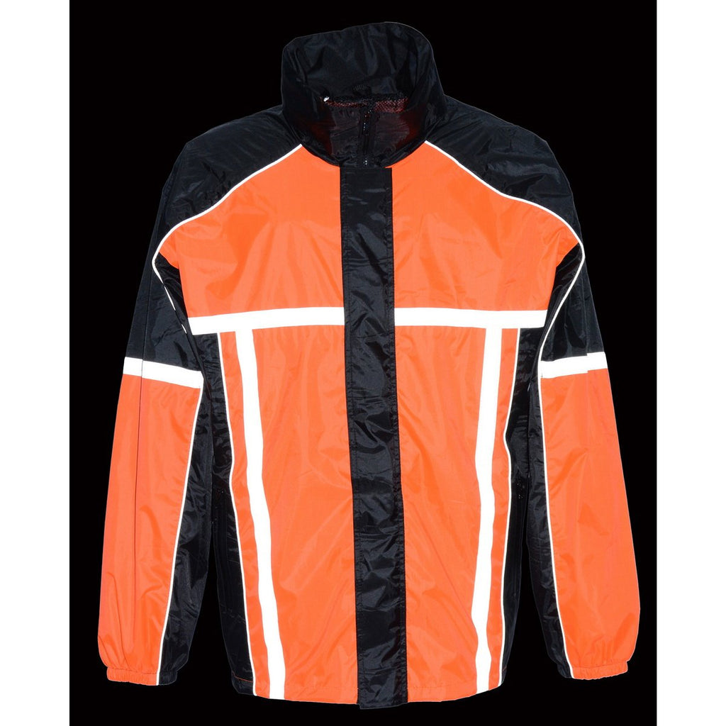 Milwaukee Performance MPM9510 Men's Black and Orange Water Resistant Rain Suit with Hi Vis Reflective Tape - Milwaukee Performance Men's Rainsuits