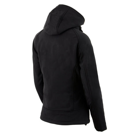 Nexgen Heat Women's Nxl2767set-'Ruffled' Black Heated Soft Shell Hooded Jacket (Rechargeable Battery Pack Included)