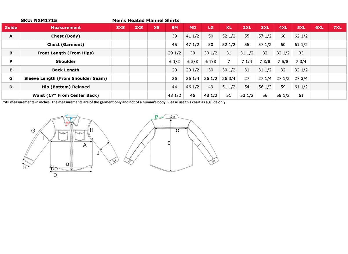 Nexgen Heat NXM1715SET Men's Scorcher Grey Heated Cotton Denim Jacket Shirt for Outdoor Activities w/ Battery Pack