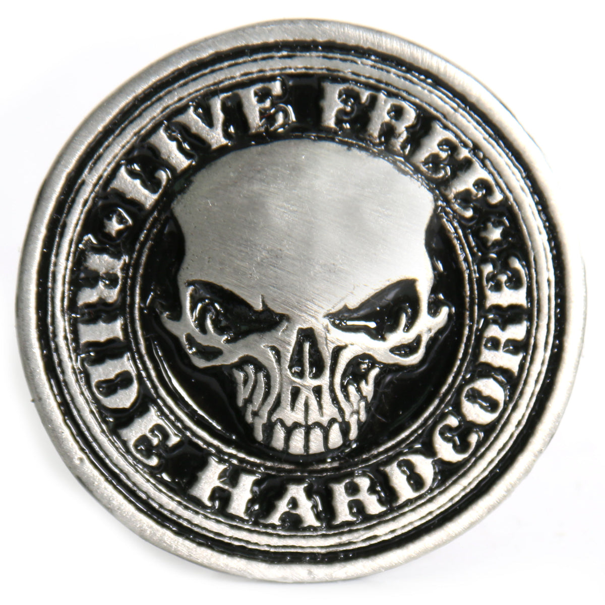 Hot Leathers Hardcore Stencil Skull Pewter Biker Pin