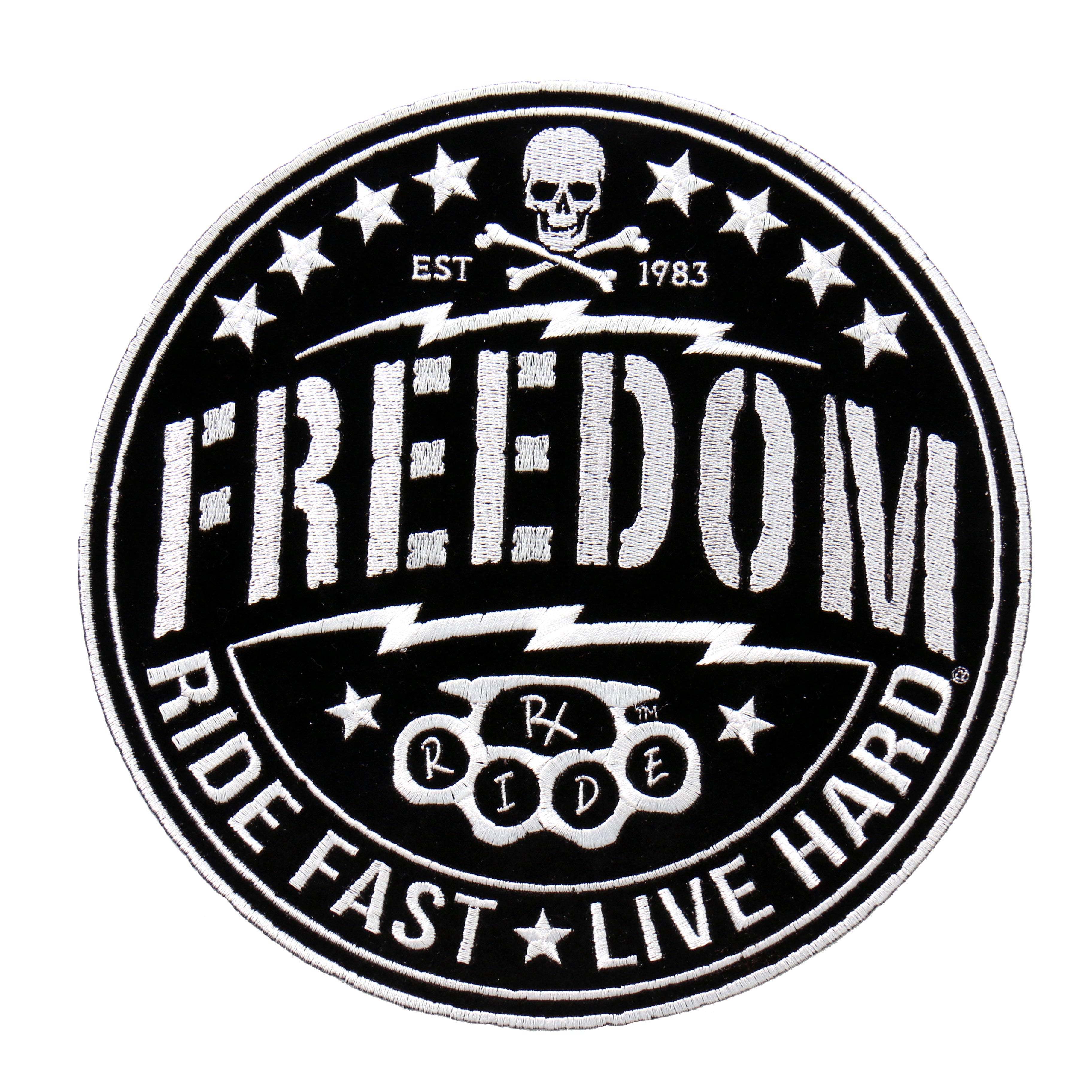 Hot Leathers Freedom Ride Fast Live Hard 9 Embroidered Patch - 9" x 9" - Iron-On or Sew-On - PPA8797