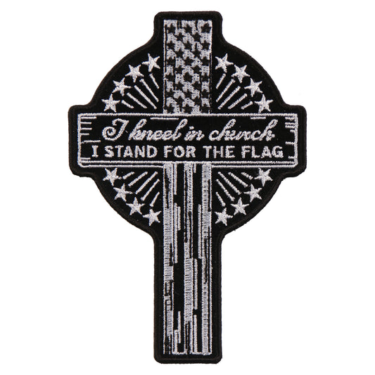 Red Climbing Roses Cross Patch, Christian Back Patches