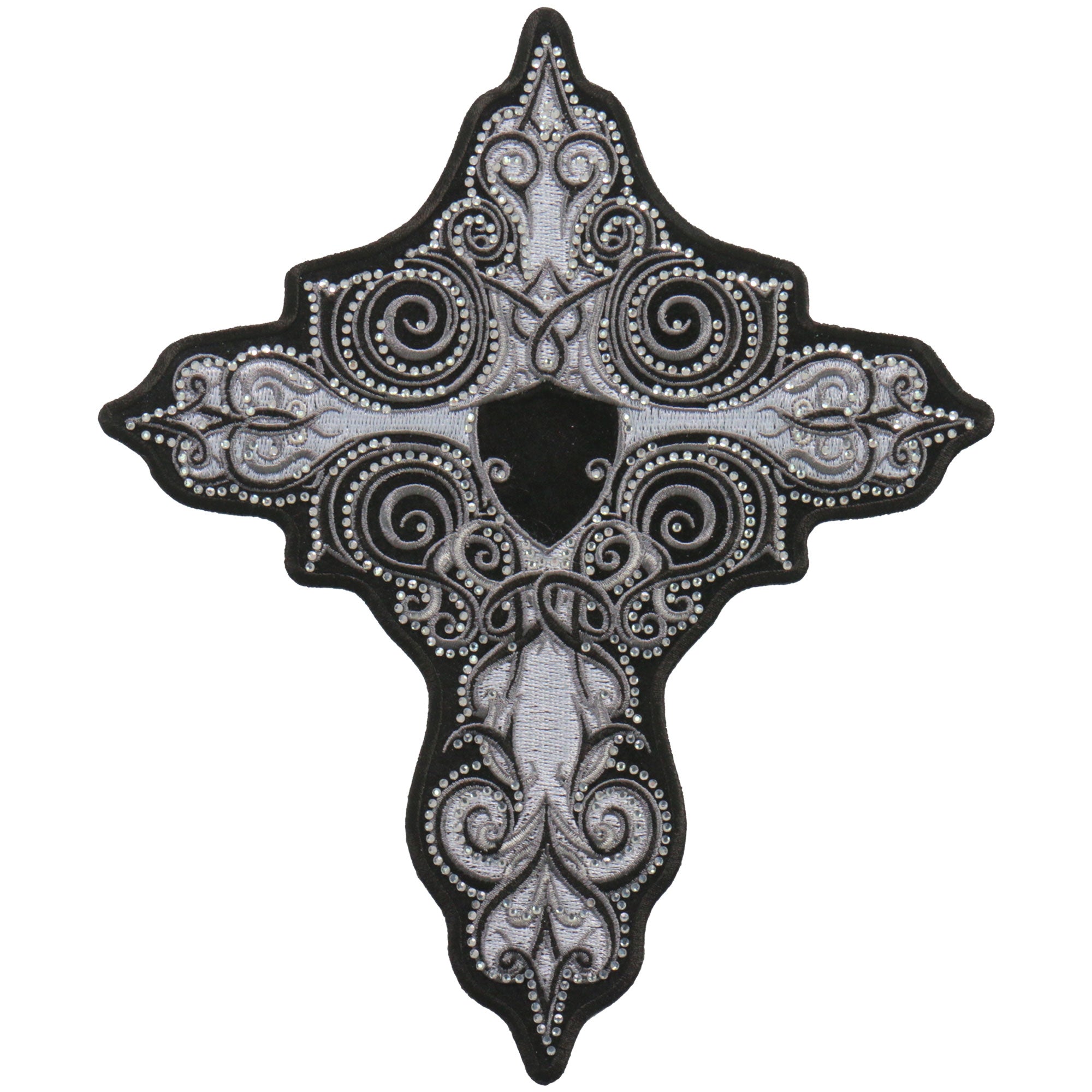 Hot Leathers PPC3287 9 Inch White Cross Patch with Rhinestones