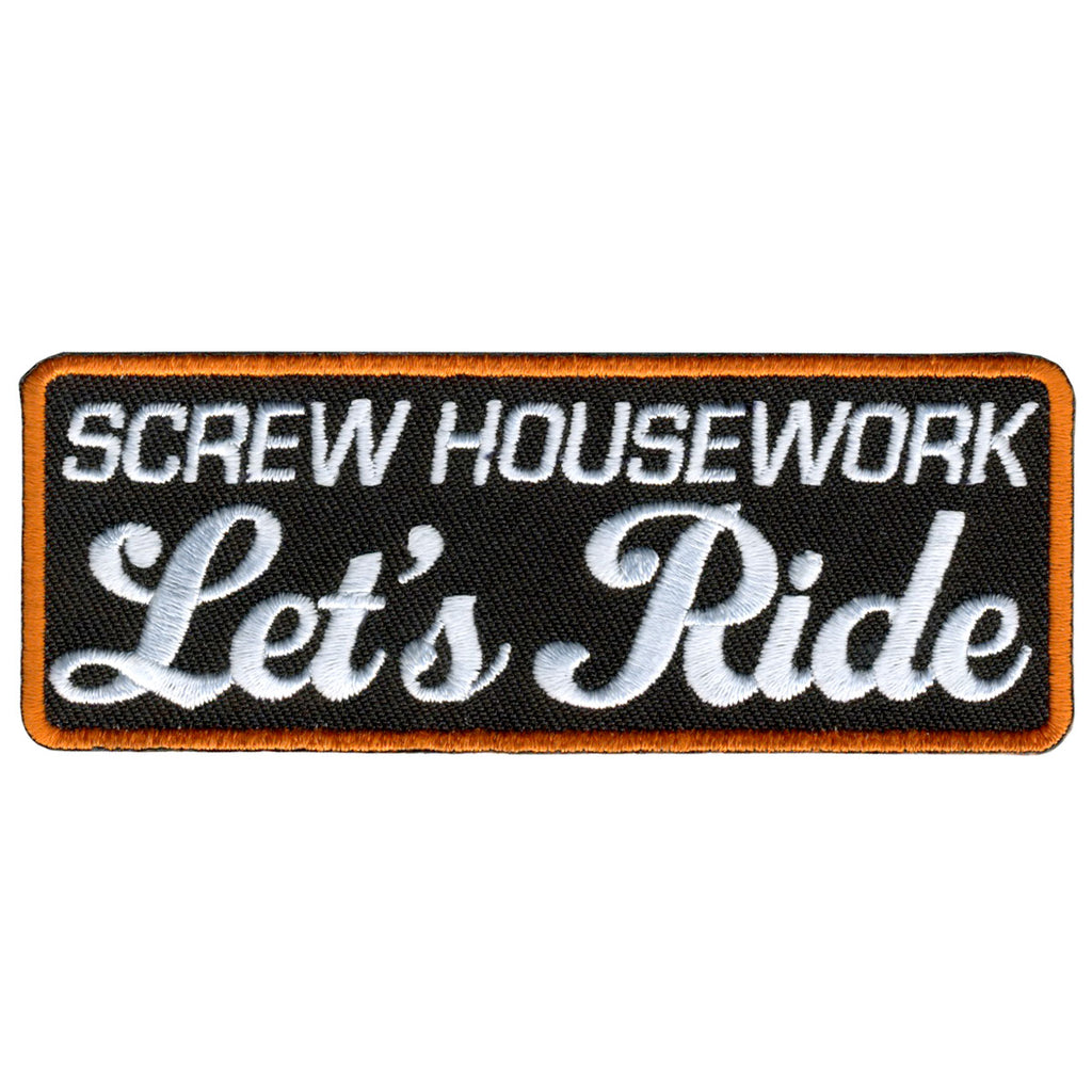 Work S@@@s Lets Ride, Patch - High Thread Iron-On Heat Sealed Backing Sew-On Biker's Oval Patch - 4 inch x 3 inch, Size: 4 x 3, Other