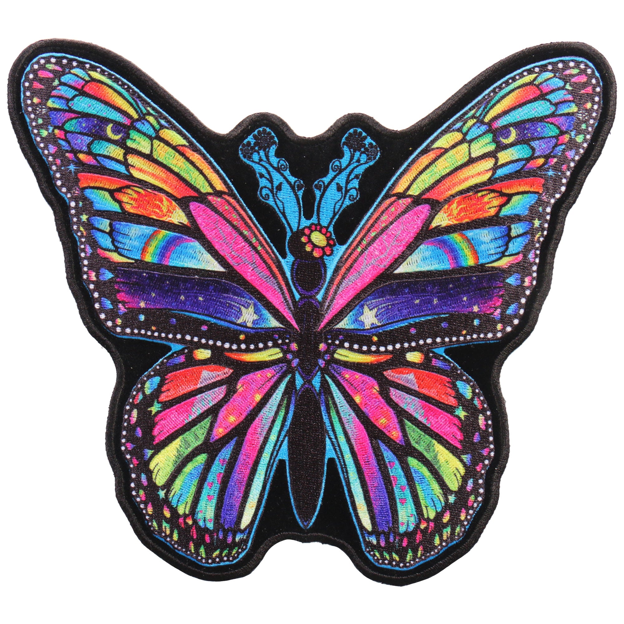 Hot Leathers Rainbow Butterfly 8 Embroidered Patch - 6" x 8" - Iron-On or Sew-On - PPQ1139