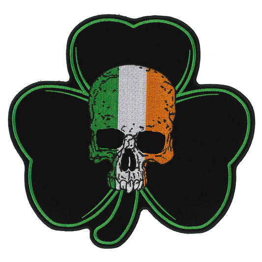 Hot Leathers PPQ1347 Shamrock Skull 9" Patch