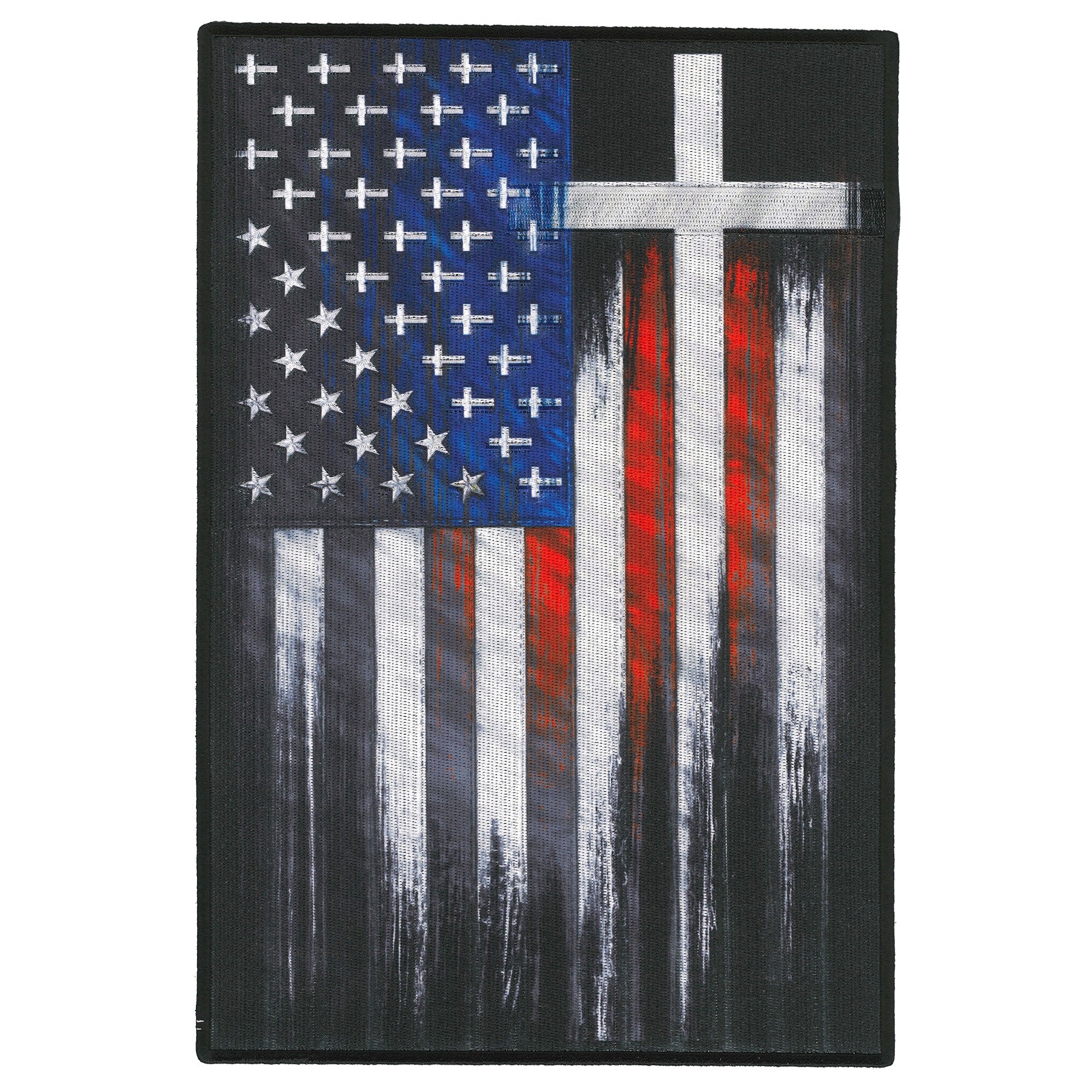 Hot Leathers Flag Cross 11 Embroidered Patch - 7.5" x 11" - Iron-On or Sew-On - PPQ1409