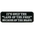 Hot Leathers Land of the Free Hook and Loop Embroidered Patch - 4" W x 1" H - Iron-On or Sew-On - PPV1035