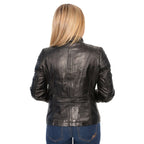 Milwaukee Leather SFL2805 Ladies 'Quilted' Black Mandarin Collar Leather Jacket - Milwaukee Leather Womens Leather Jackets