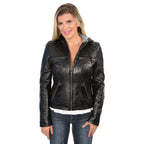Milwaukee Leather SFL21810 Ladies Black Hooded Scuba Leather Jacket with Draw String - Milwaukee Leather Womens Leather Jackets