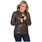 Milwaukee Leather SFL2825 Womens Snap Collar Brown Lambskin Leather Jacket - Milwaukee Leather Womens Leather Jackets
