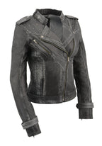 Milwaukee Leather SFL2840 Women's Black Sheepskin Leather Jacket Asymmetrical Zipper - Milwaukee Leather Womens Leather Jackets