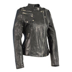 Milwaukee Leather SFL2845 Ladies Black Leather Moto Jacket with Asymmetrical Zipper - Milwaukee Leather Womens Leather Jackets