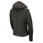 Milwaukee Leather SFL2865 Women's Black Hooded Scuba Leather Jacket