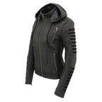 Milwaukee Leather SFL2865 Women's Black Hooded Scuba Leather Jacket